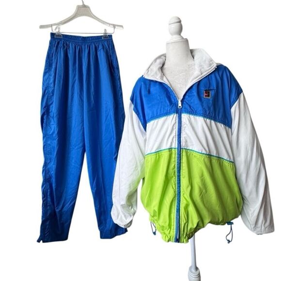 Nike Court Athletic Track Suit Green Blue White Reversible Large Rare - Picture 1 of 16